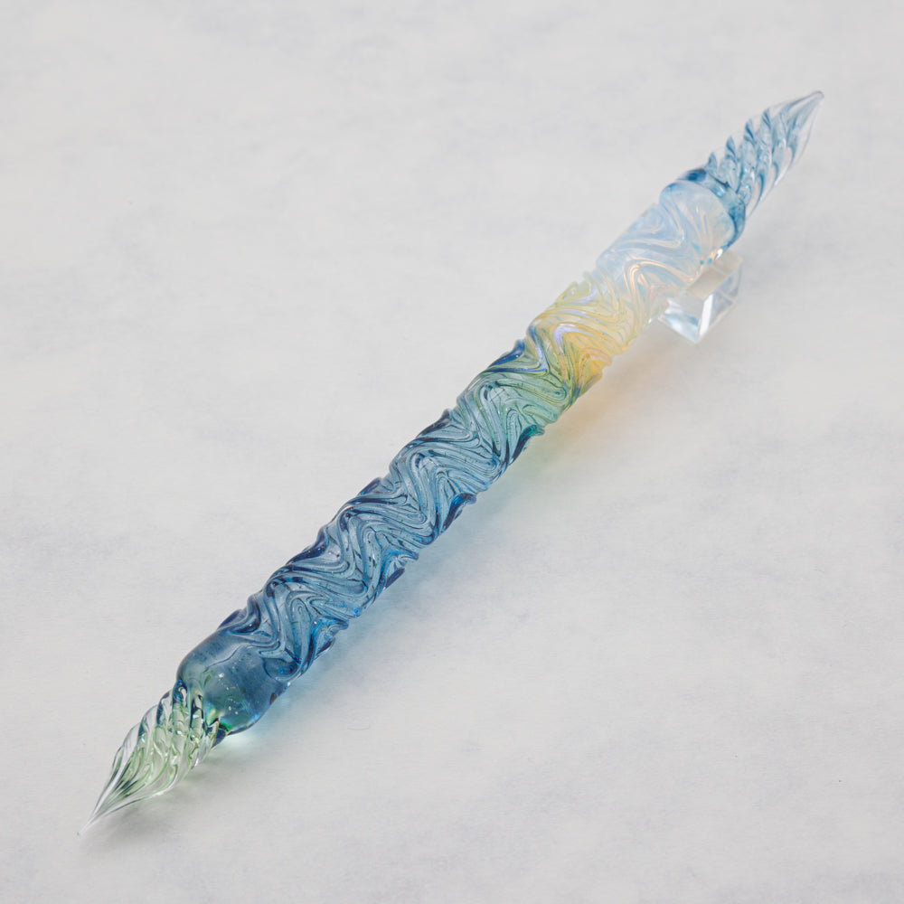 FUJIYAMA BLUE Swell Dual-sided Glass Pen. BUNGUBOX x Synchronicity Glass Art
