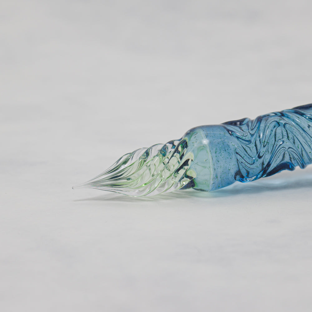 FUJIYAMA BLUE Swell Dual-sided Glass Pen. BUNGUBOX x Synchronicity Glass Art