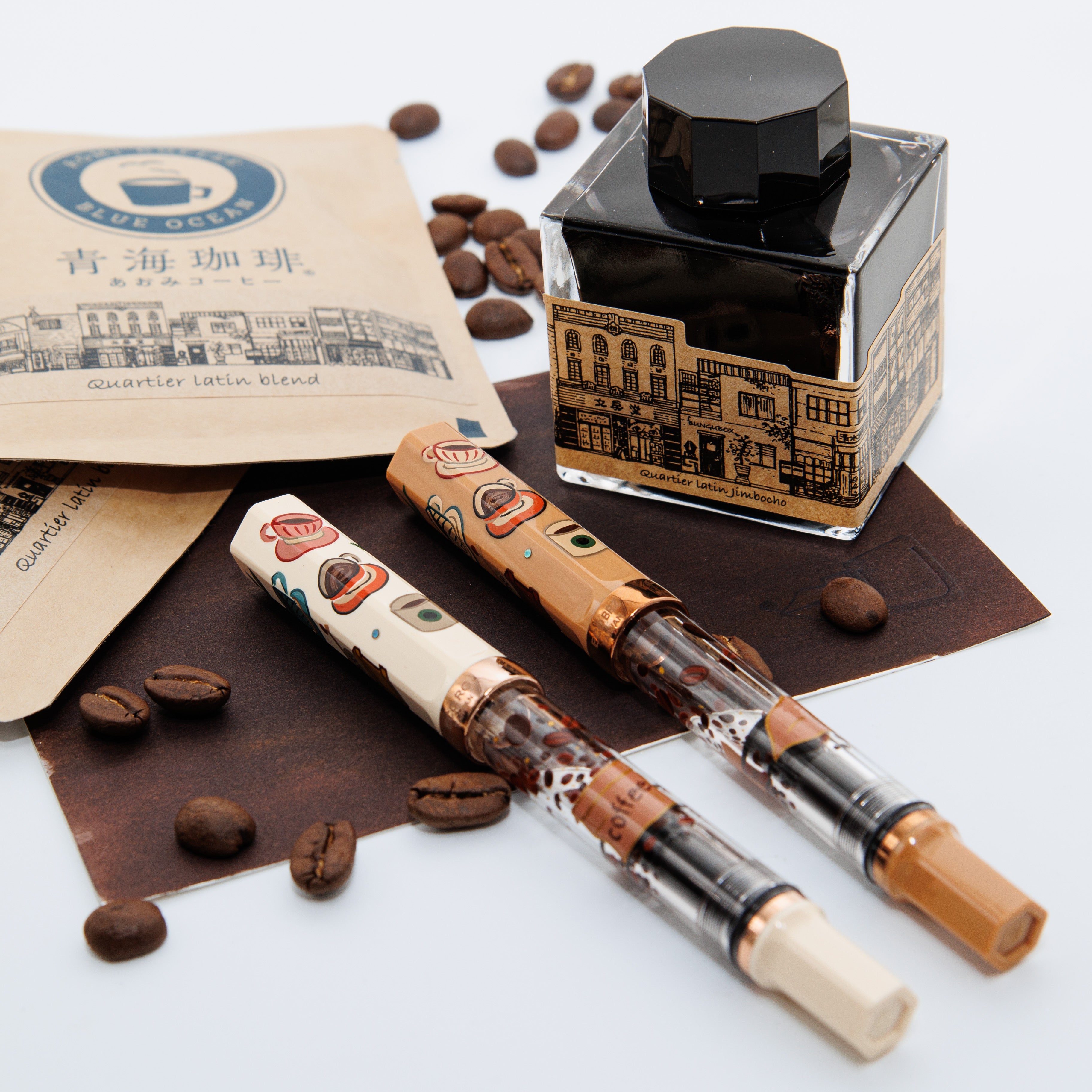 Quartier latin Latte Wajima Makie fountain pen. TWSBI ECO