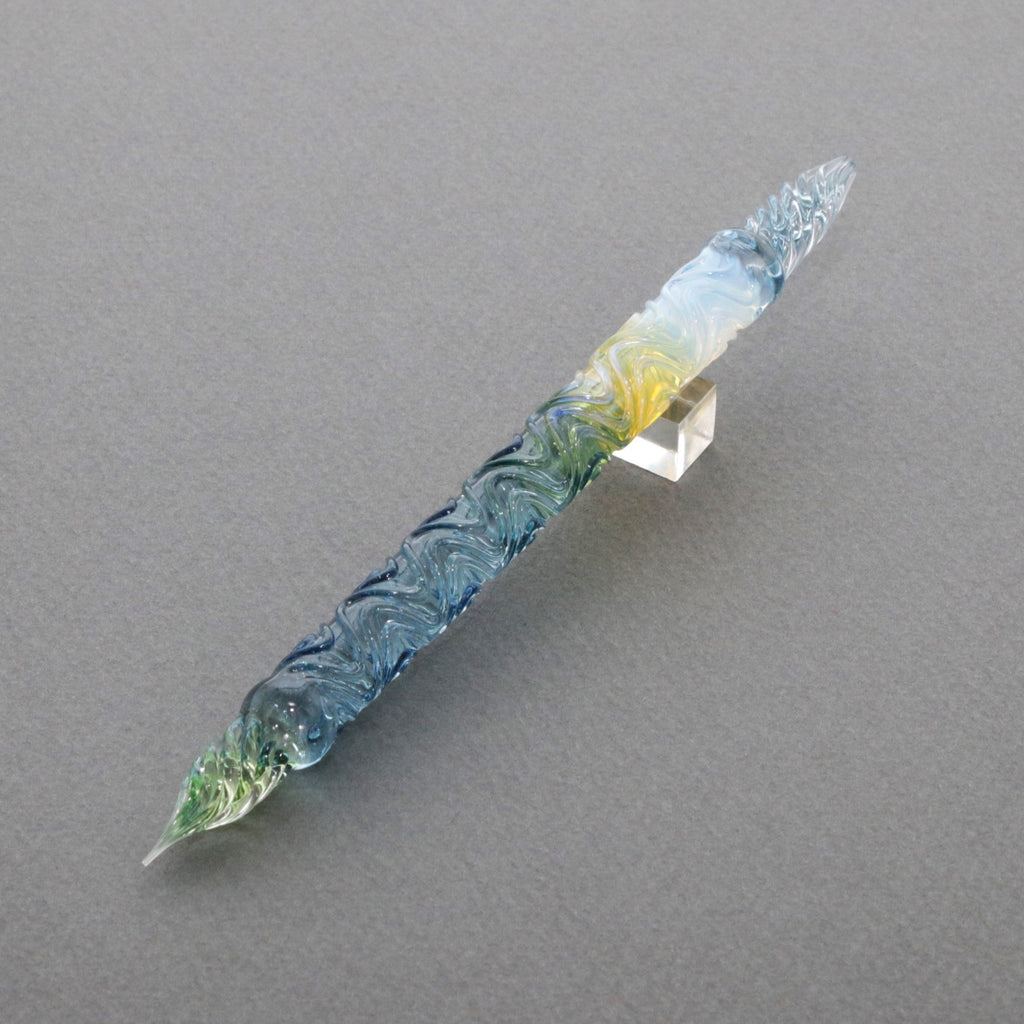 FUJIYAMA BLUE Swell Dual-sided Glass Pen. BUNGUBOX x Synchronicity Glass Art