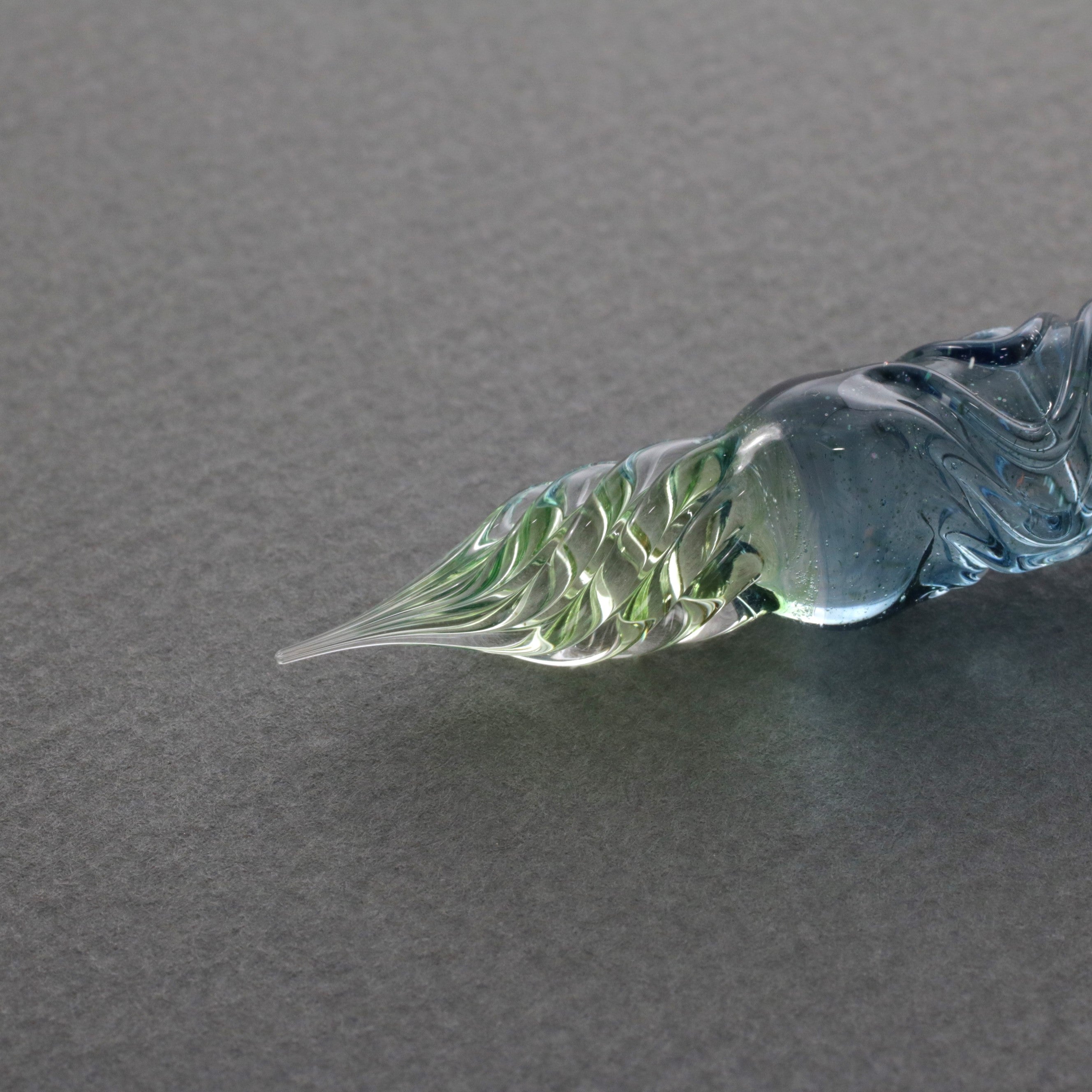 FUJIYAMA BLUE Swell Dual-sided Glass Pen. BUNGUBOX x Synchronicity Glass Art