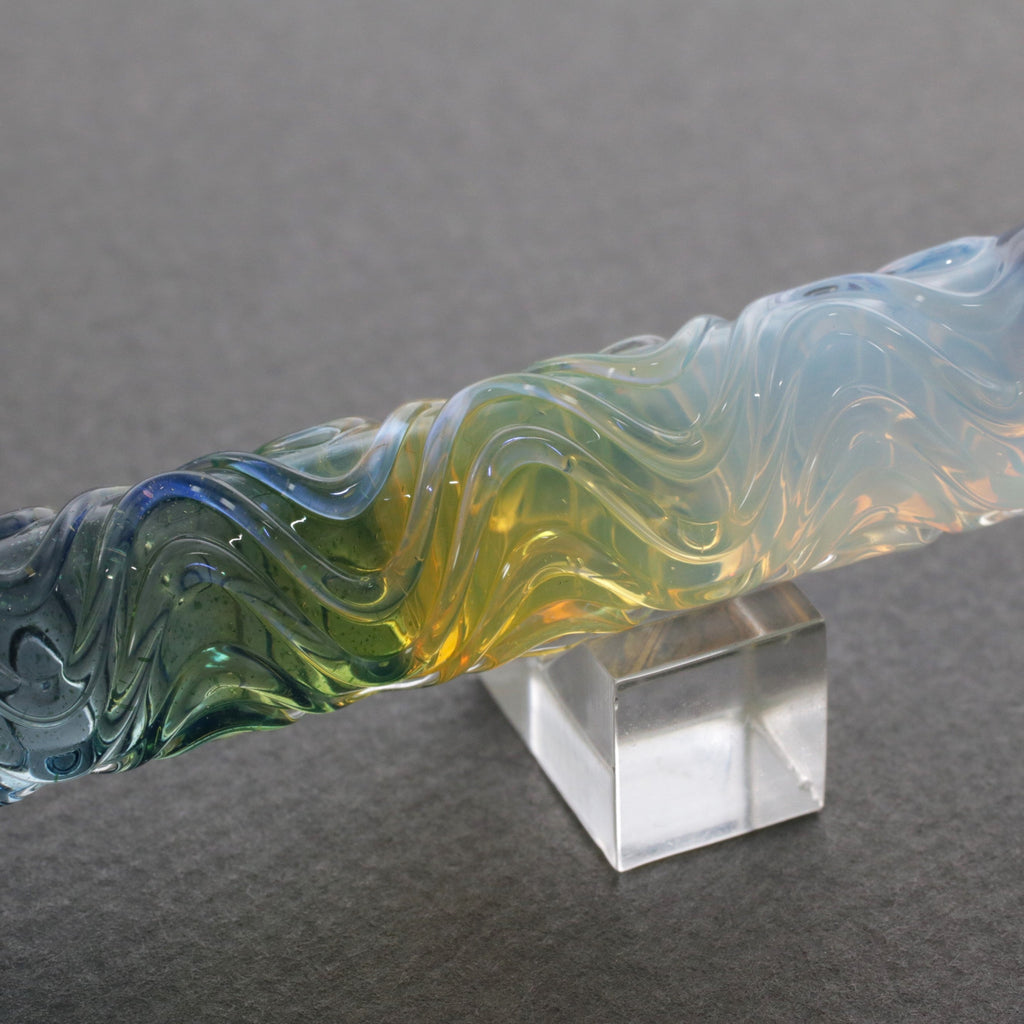 FUJIYAMA BLUE Swell Dual-sided Glass Pen. BUNGUBOX x Synchronicity Glass Art