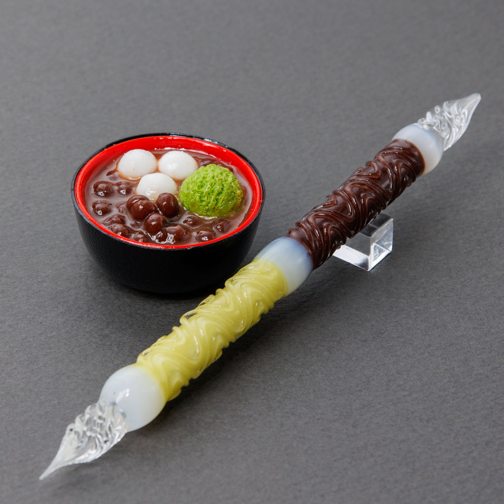MATCHA ZENZAI Double Sided Glass Pen.  BUNGUBOX x Synchronicity Glass Art