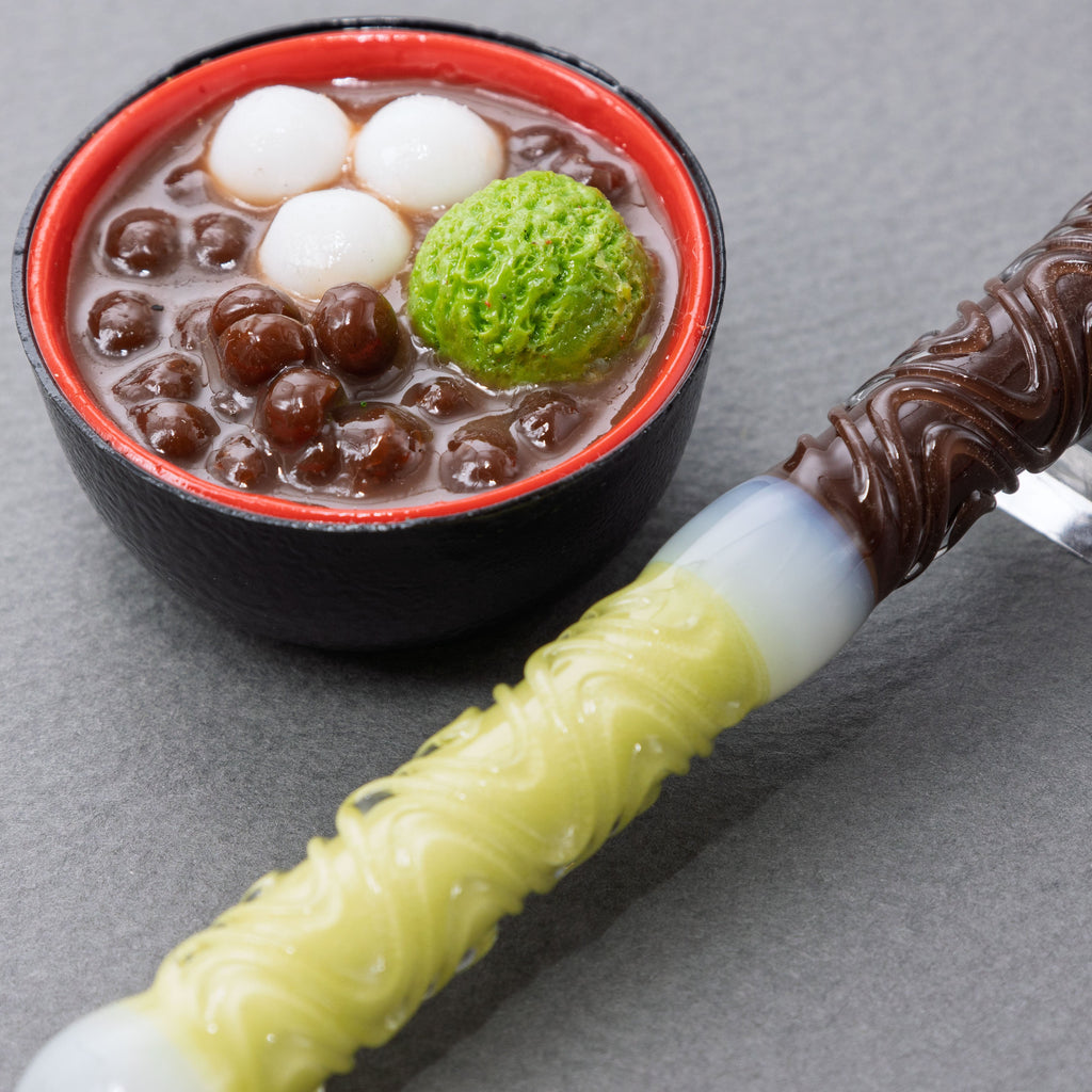 MATCHA ZENZAI Double Sided Glass Pen.  BUNGUBOX x Synchronicity Glass Art